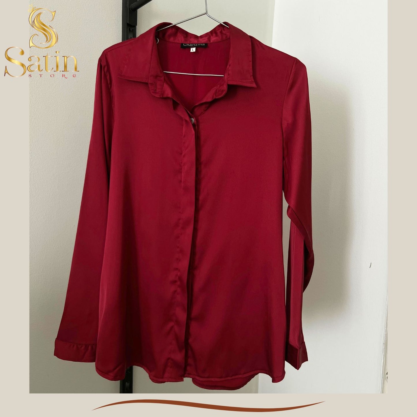 satin Armenian silky chemise, long sleeves