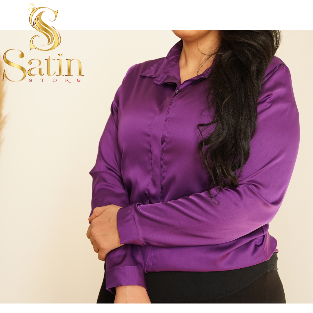 satin Armenian silky chemise, long sleeves