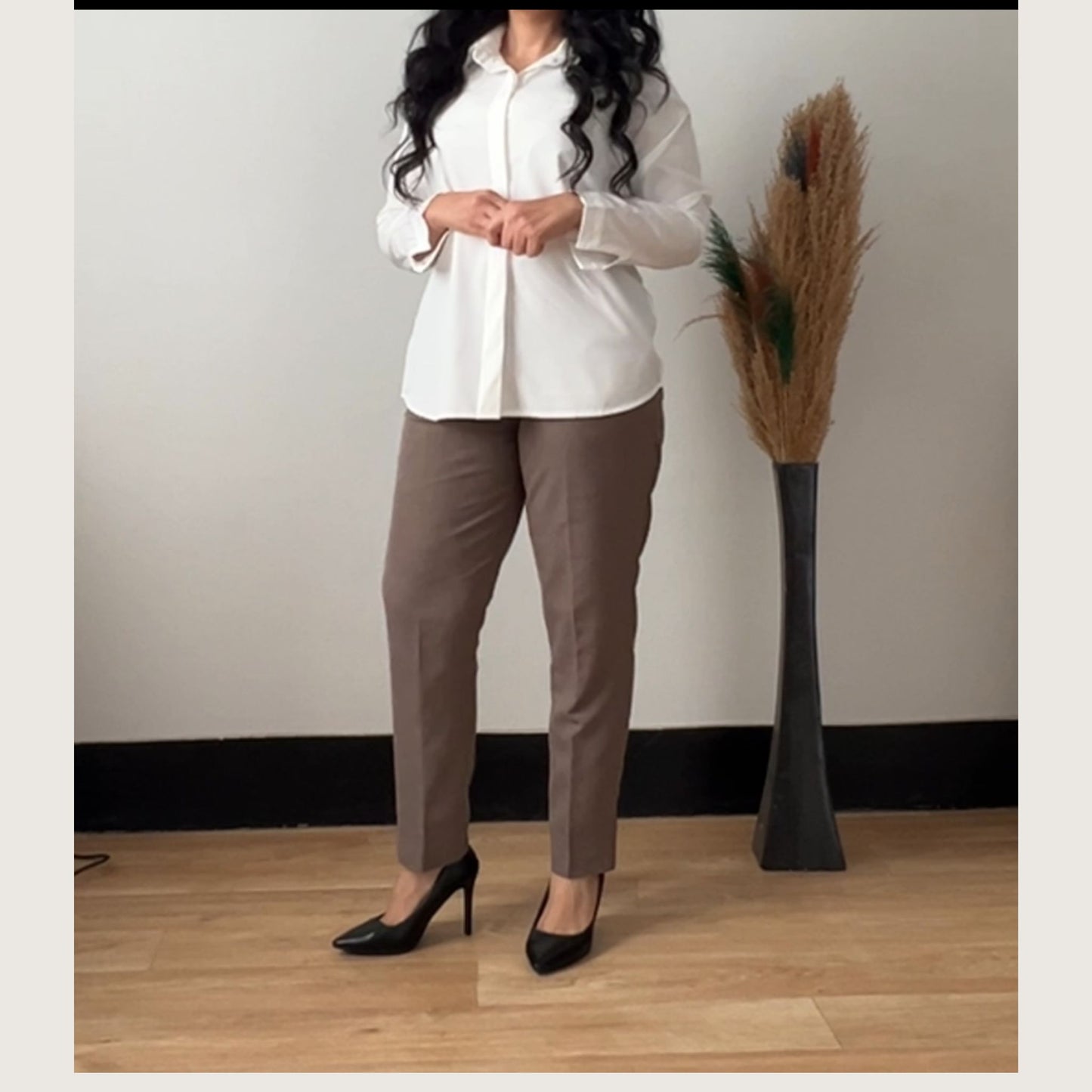 “Women’s Double Placket Shirt /soft lycra - no iron needed
