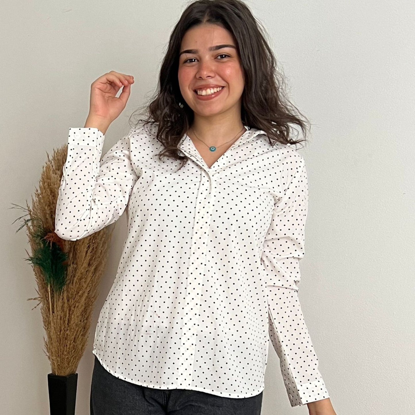 “Women’s Double Placket Shirt /soft lycra - no iron needed