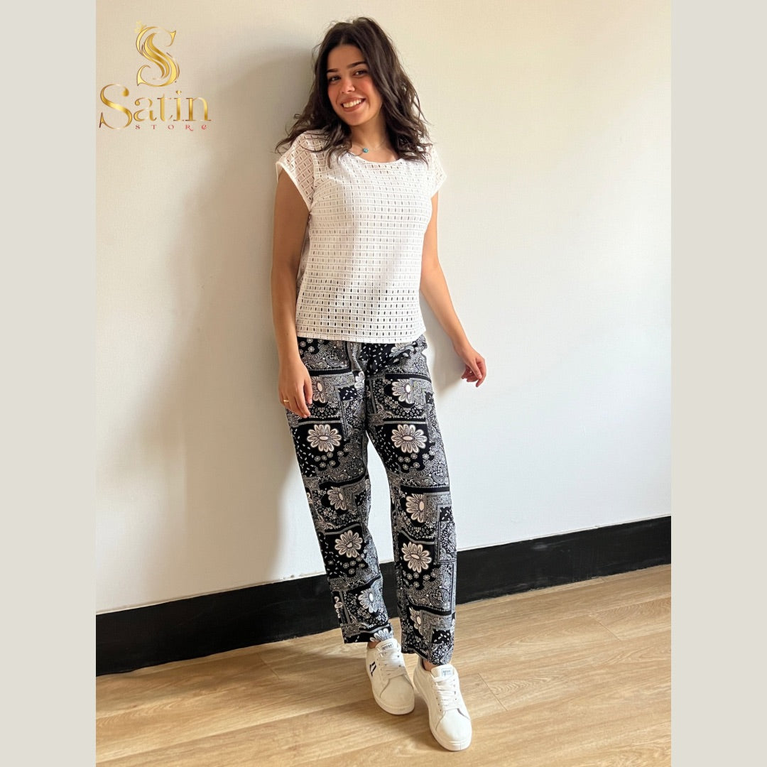 Cotton printed trousers