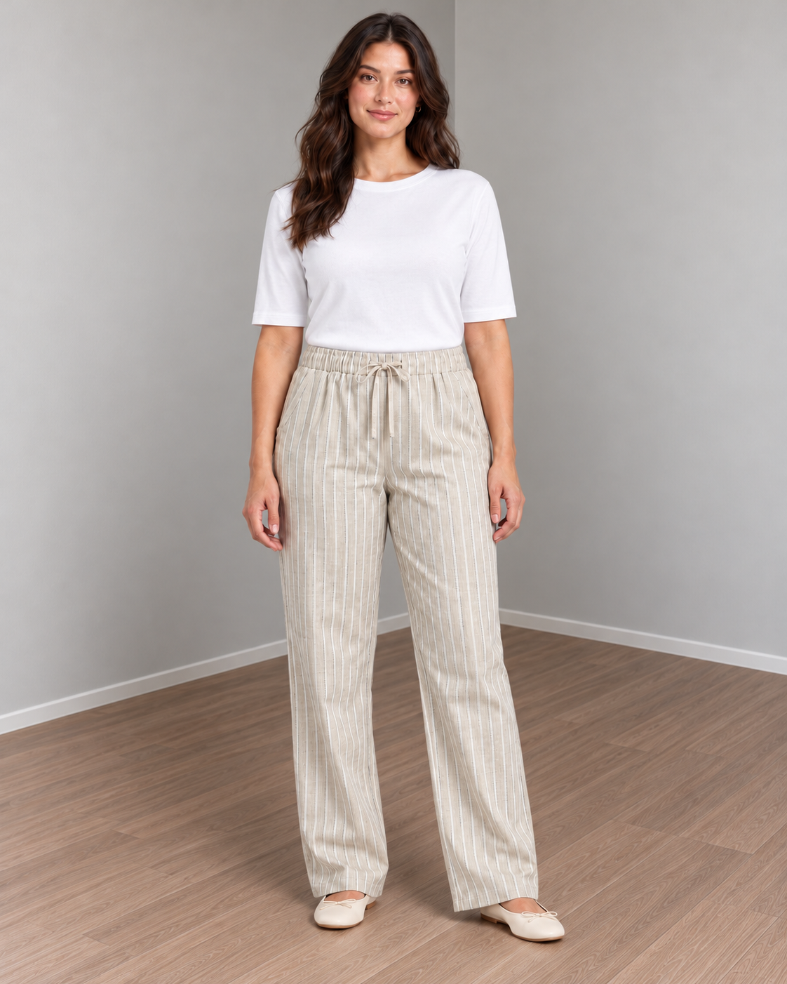 Linen wide leg pants - beige