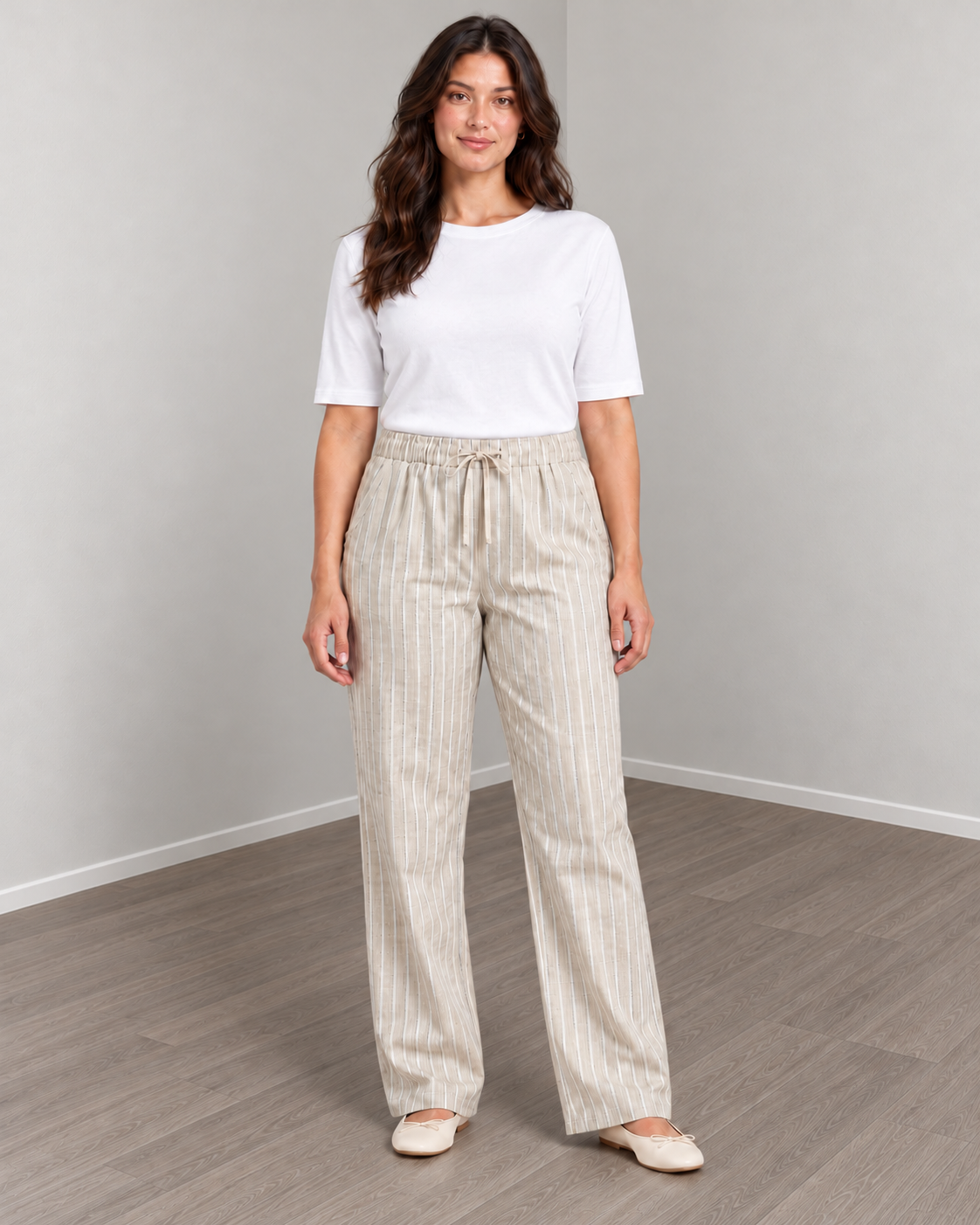 Linen wide leg pants - beige