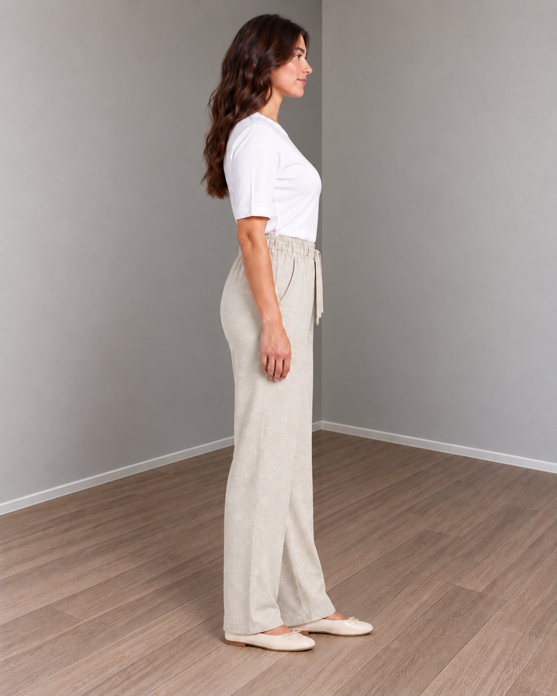 Linen wide leg pants - beige