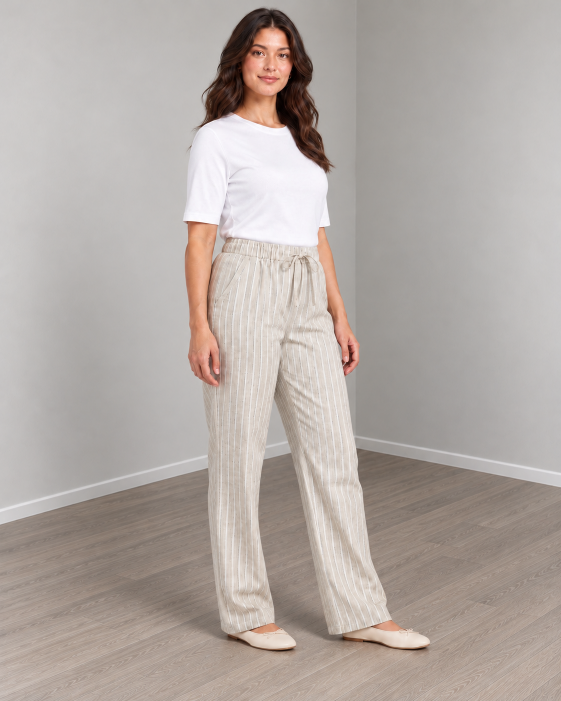 Linen wide leg pants - beige