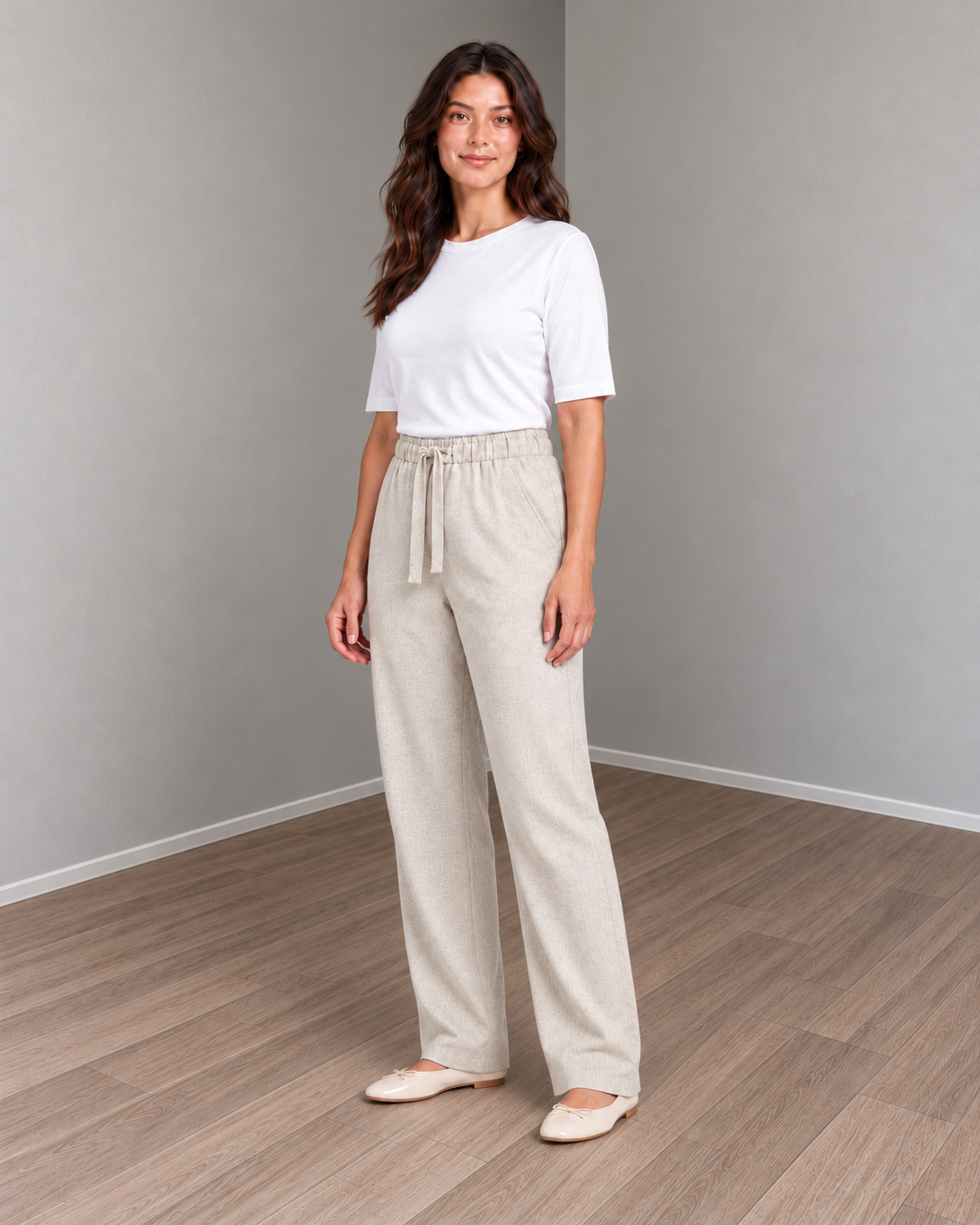 Linen wide leg pants - beige