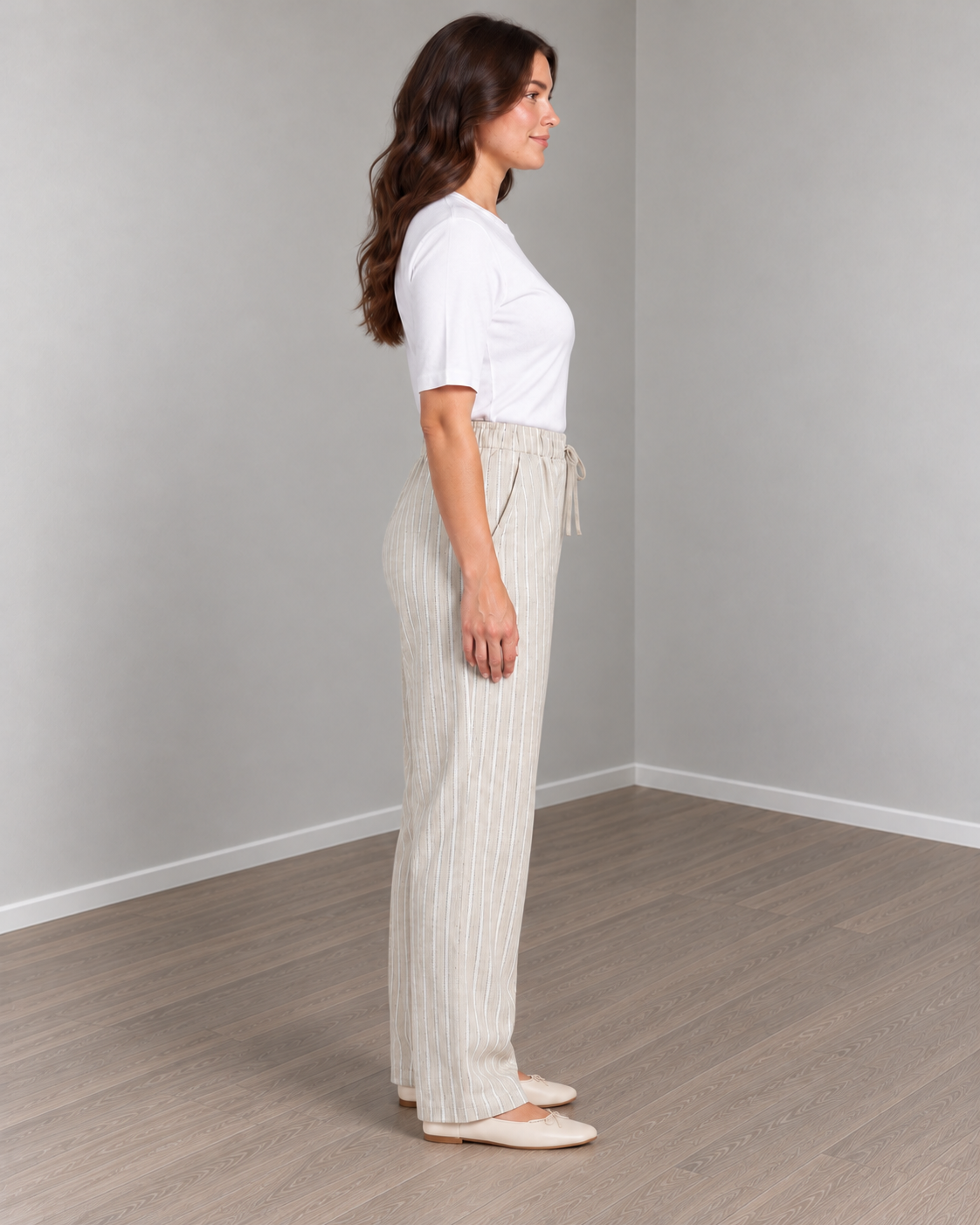 Linen wide leg pants - beige