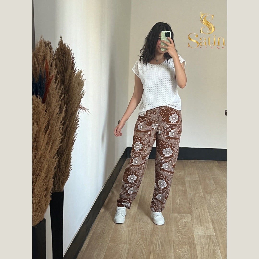 Cotton printed trousers
