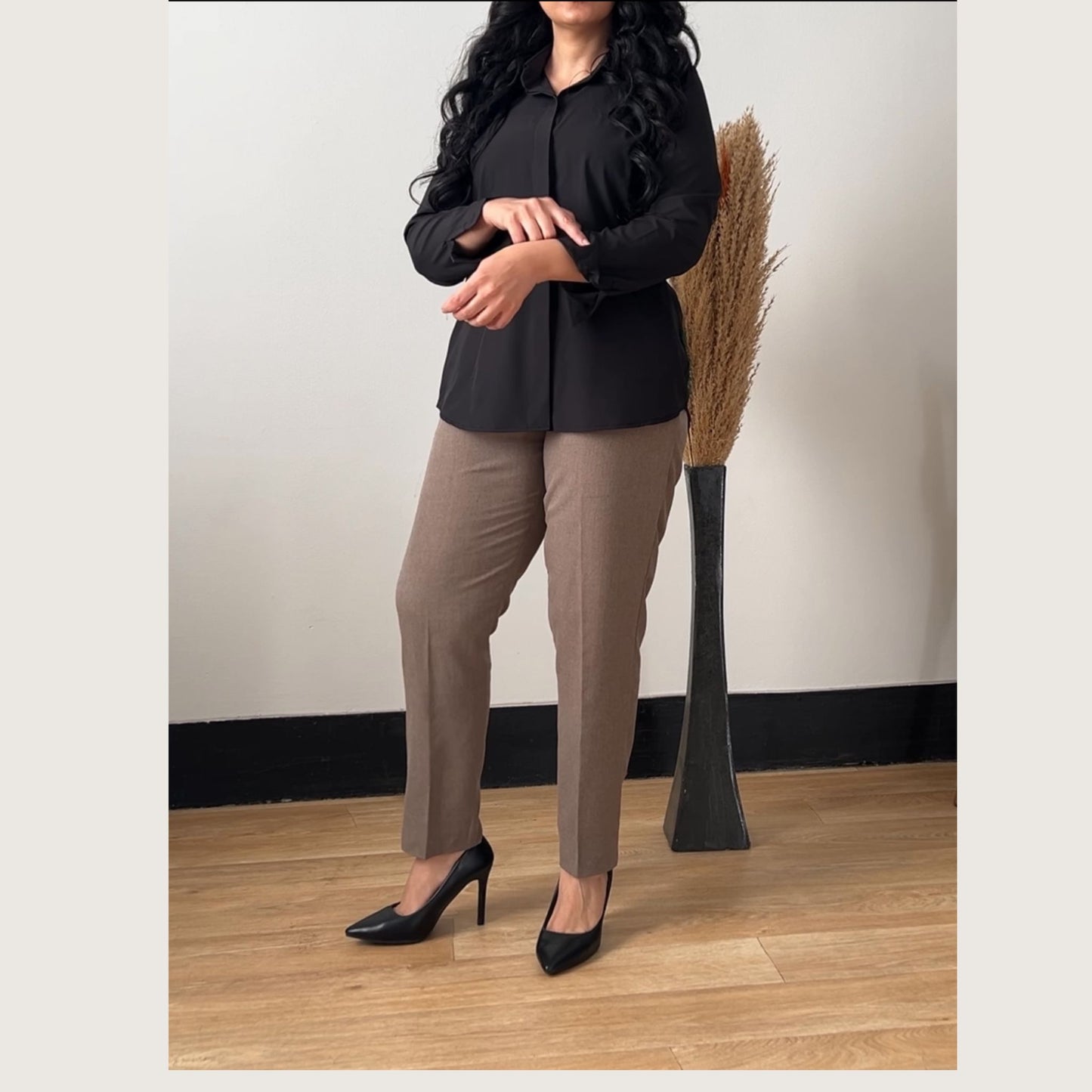 “Women’s Double Placket Shirt /soft lycra - no iron needed